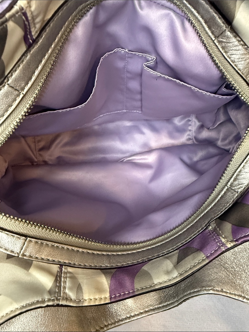 Coach Y2K Op Art Glam Purple Satin Metallic Shoulder Bag C1068-14420 - Picture 8 of 13